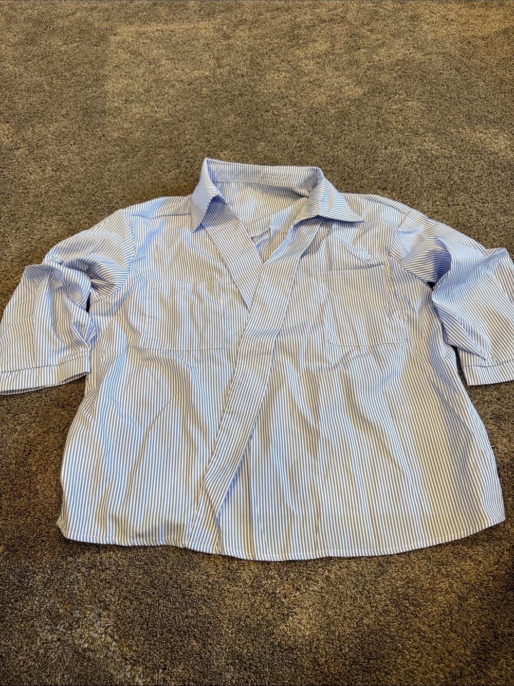 Blue & White Striped Women’s Casual Button Shirt